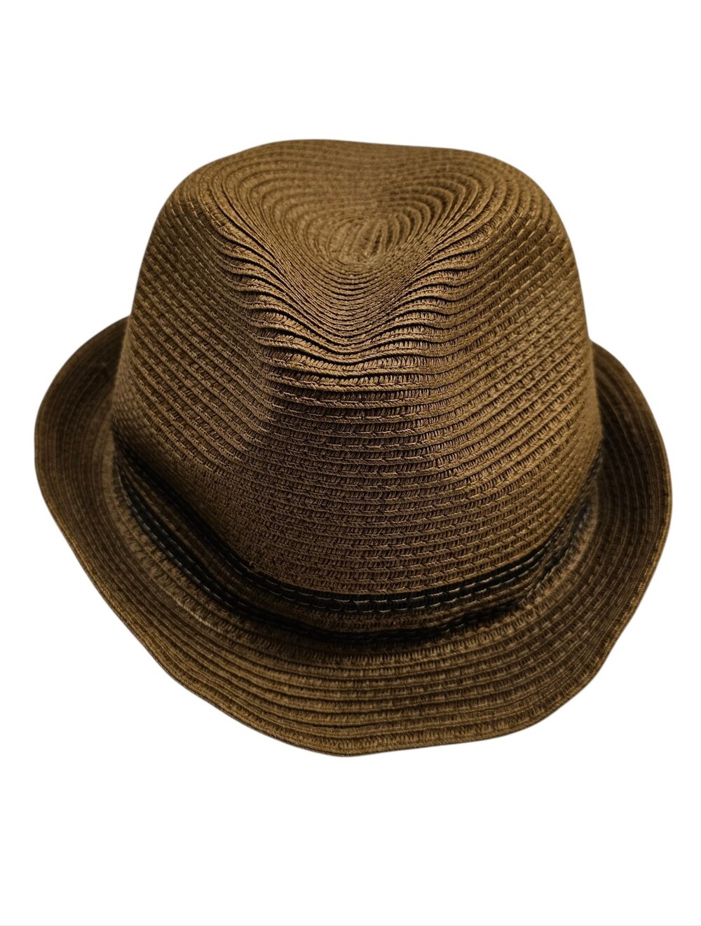 Pugs Brown Straw Men's Trilby Hat with Black Band